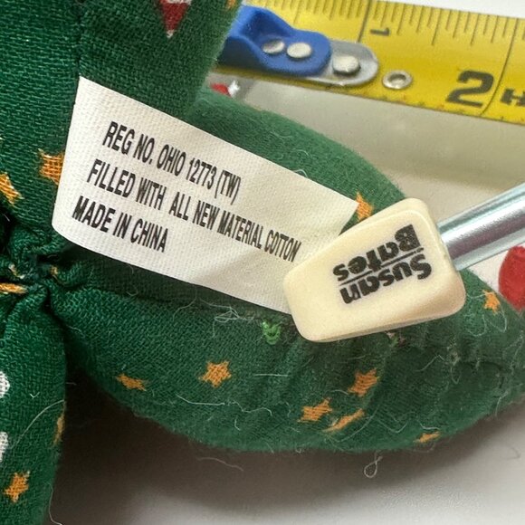 Vintage Fabric Christmas Tree Santa Red Ribbon Holiday 6 In Tiered Tray Decor - Picture 9 of 10